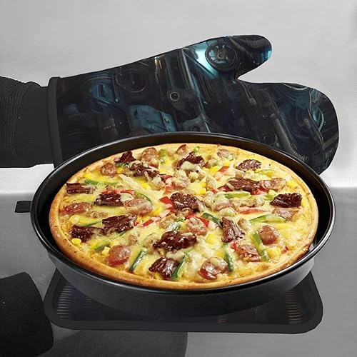 Miniatura 7 de Future Robot Impreso 2 Manoplas de horno y soportes para ollas, guantes de horno de cocina, antideslizantes, resistentes al calor, para hornear,