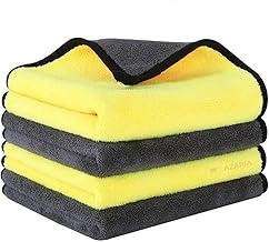 AZARIA Microfiber Cloth 30x40 cm 800 GSM Thick Lint & Streak-Free Multipurpose Cloths Automotive Microfiber Towels for Car Bike Cleaning Washing, car Cleaning Accessories (Pack of 4 Grey 800 GSM)