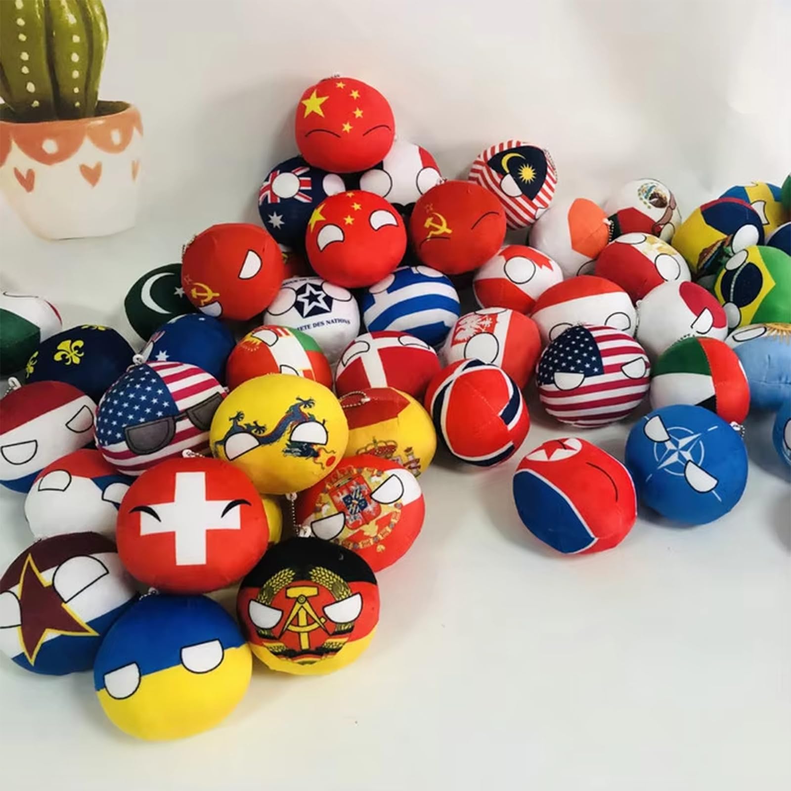 15 Piezas de Peluches de Country Balls, Lindo Llavero de Anime, Mini Colgante de Countryball de 4 Pulgadas, Peluches de Anime para niños y Regalos,C