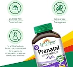 Jamieson Multivitamine prénatale 100 % complète + DHA, avec acide folique et fer, 60 gélules molles. Pour prénatal, postnatal et allaitement, soutient le développement du cerveau du bébé, sans gluten, un par jour