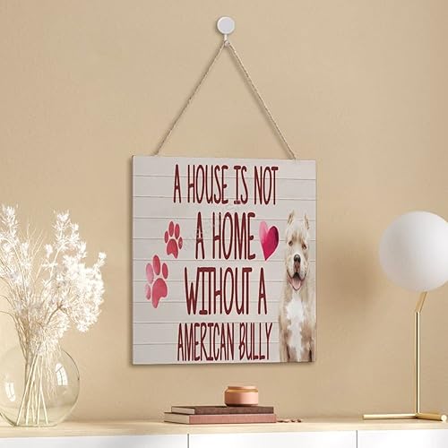 Miniatura 4 de Letreros de madera, rústicos, A House is Not AHome Without A American Bully Letrero placa con cita para decoración del hogar, casa de campo, jardín,