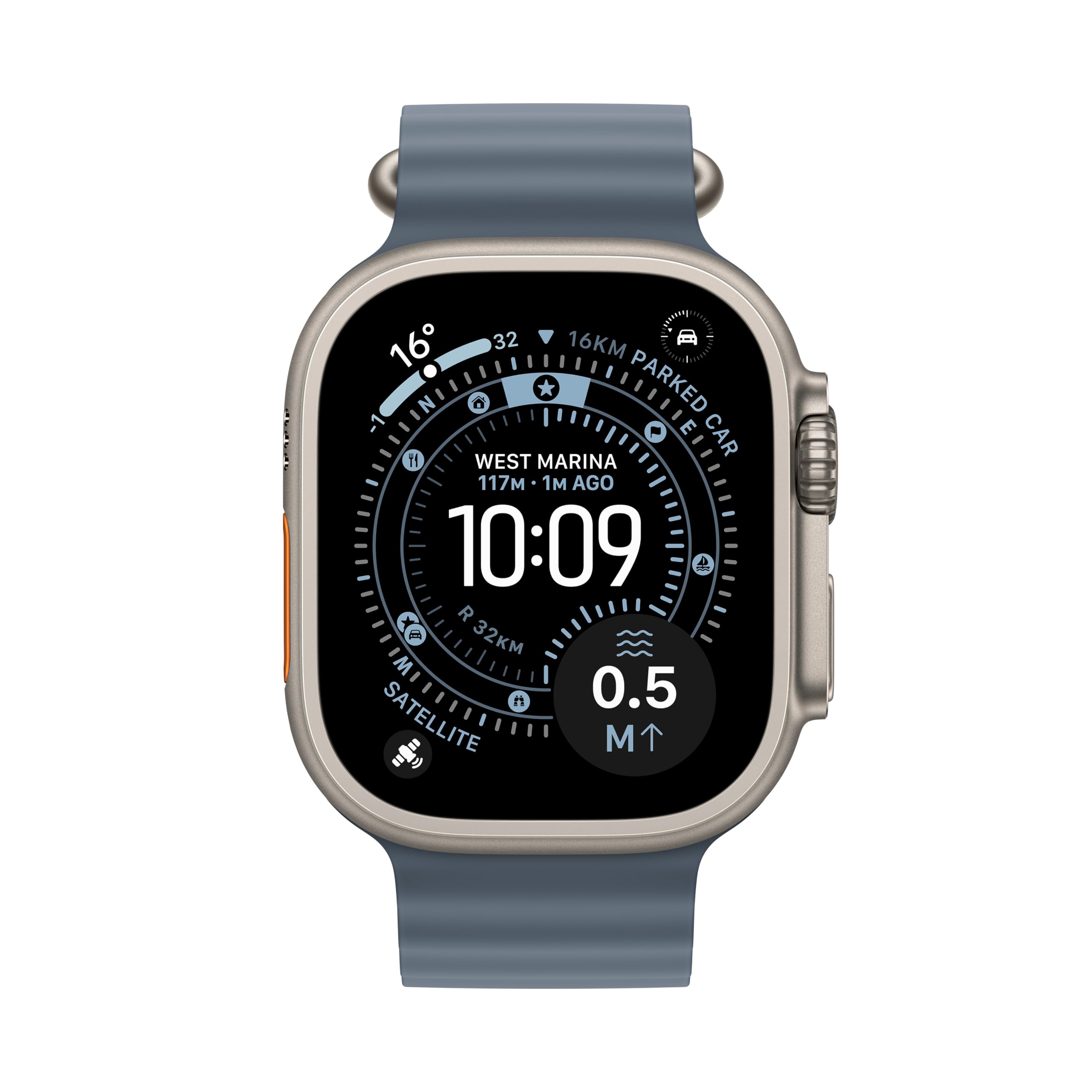 Apple Watch Ultra 3 GPS + Cellular 49mm Natural Titanium Case with Anchor Blue Ocean Band — view 2
