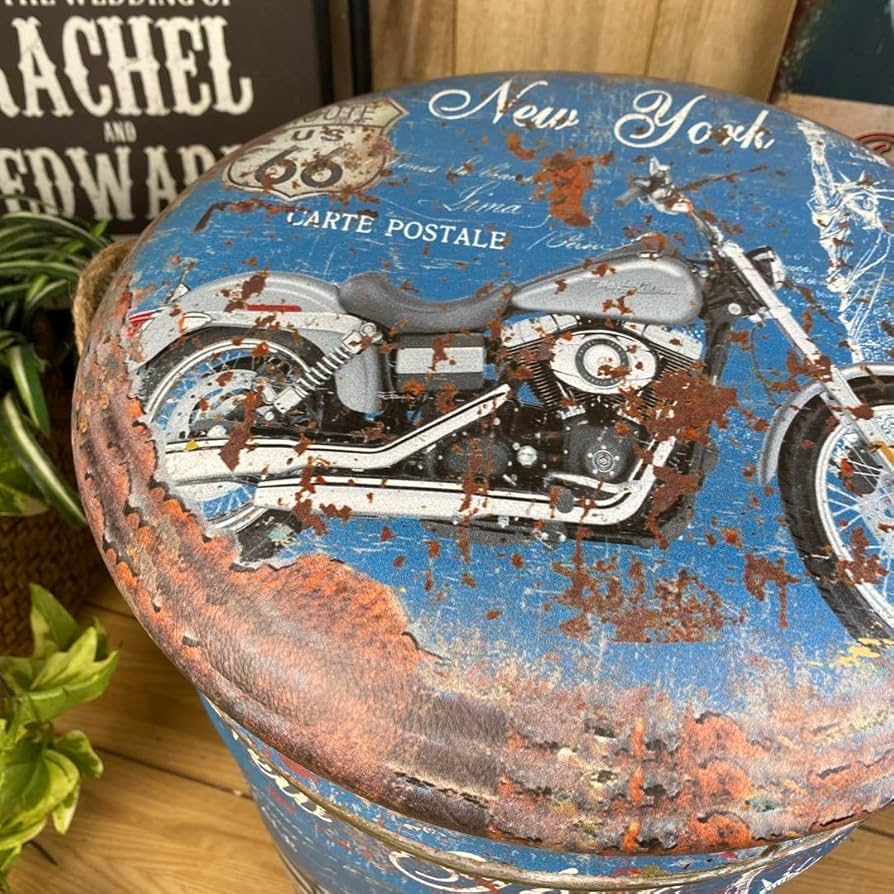 Amazon.co.jp: アンティークビンテージ調ドラム缶スツールSサイズ収納