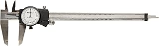 Mitutoyo 505-719 Dial Calipers, Inch, White Face, for Inside, Outside, Depth and Step Measurements, Stainless Steel, 0