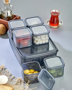 6l  Kapakl  Kahvalt l k Seti, Antrasit,  izgili Vakumlu B lmeli Tepsi, 1 Adet 40x23 cm Tepsi ve 6 Adet 10x10x5.3 cm Saklama Kab , BPA Free