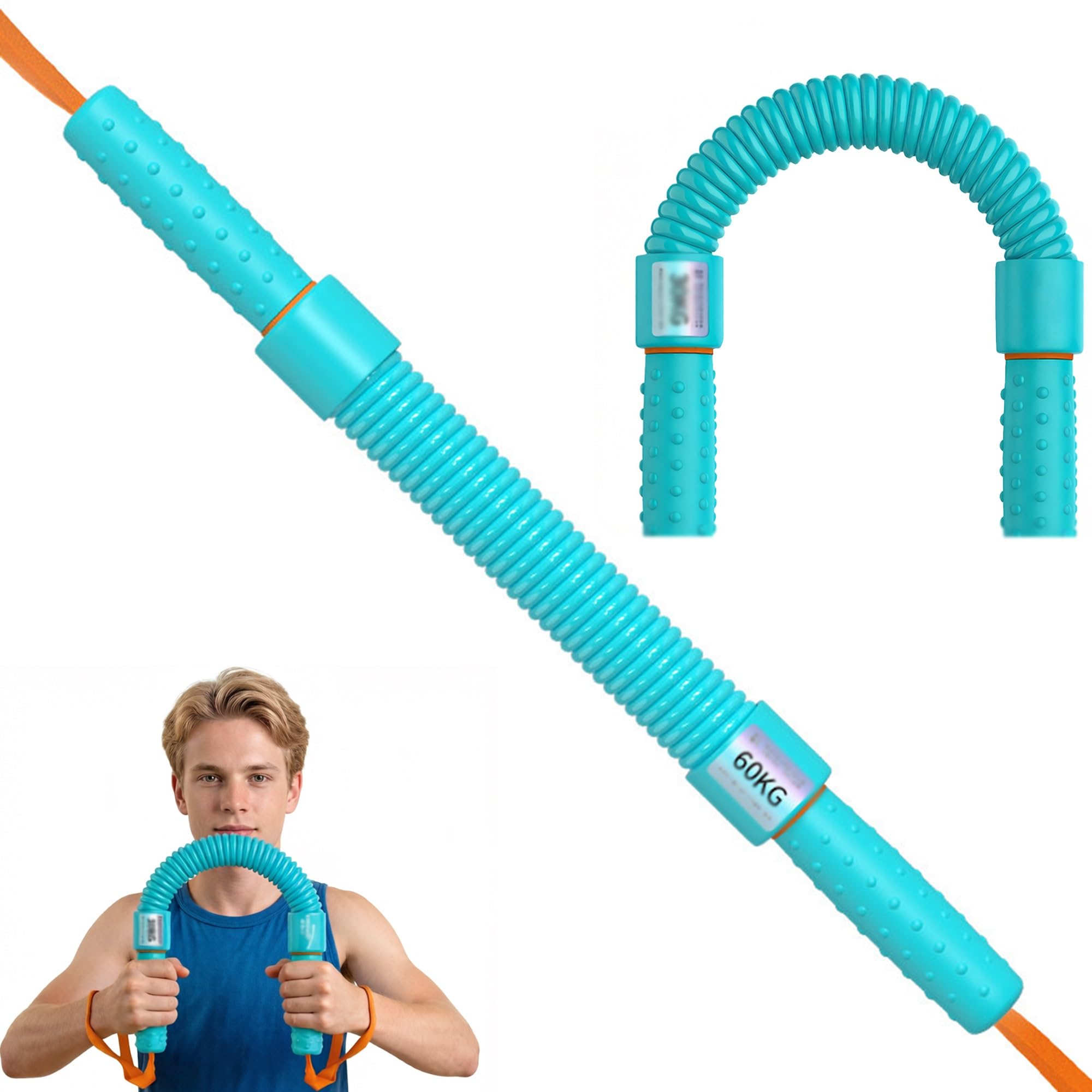 Power Twister Bar, 10 kg - 60 kg Spring Power Twister, Portable Chest Expander Upper Body Workout Equipment for Exerciser Chest, Forearm, Arm and Shoulder(60kg/132lbs)