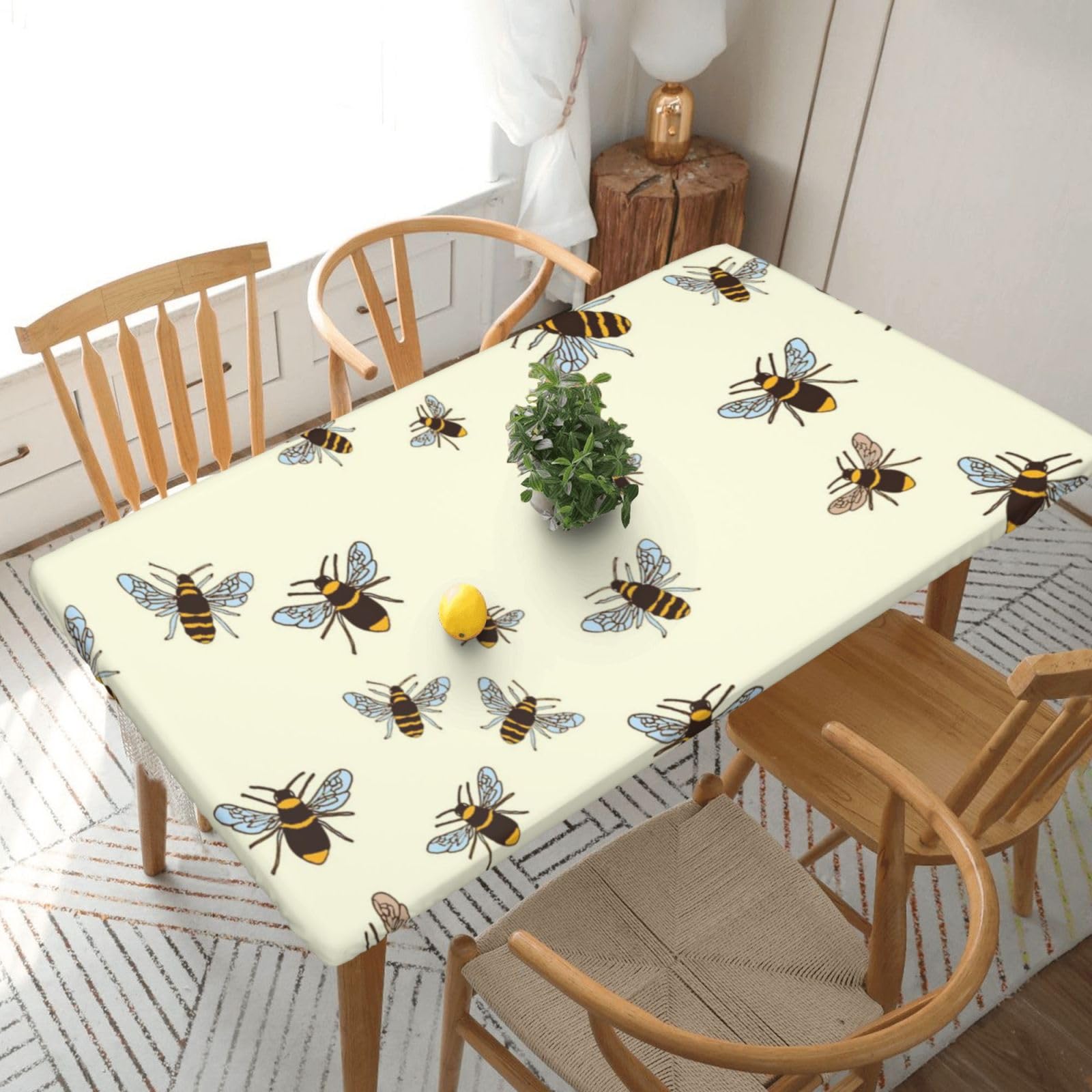 BNVSADC honey bees Printed 5FT Tablecloth Polyester Kitchen Water Resistant Table Cloth Dining Table Decoration Table Covers, 152x76 CM