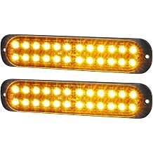7.5 inch Aluminum Housing Amber 24LEDs Trailer Side Marker Turn Signal Light Surface Mount Clearance Lights of Truck Motorcycle Tractor RV Pickup, IP67 Waterproof 2Pcs
