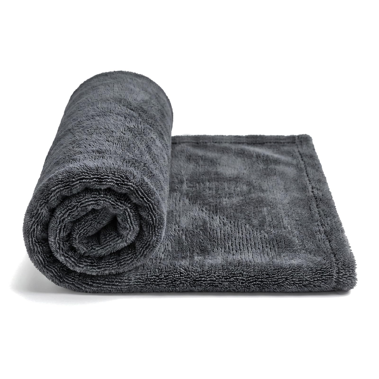Panno Asciutto per Auto, XXL, 90 x 60 cm, 1800 GSM, Doppio Strato, Estremamente Assorbente, senza Striature e senza Grattacieli, Riutilizzabile per Auto, Moto e Casa, Grigio