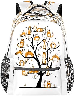 Mochila escolar durável para faculdade, estampa de árvores de gatos fofos, resistente à água, mochila casual para mulheres e homens, mochila para laptop campus para viagens, negócios, caminhadas, Multicor, Large