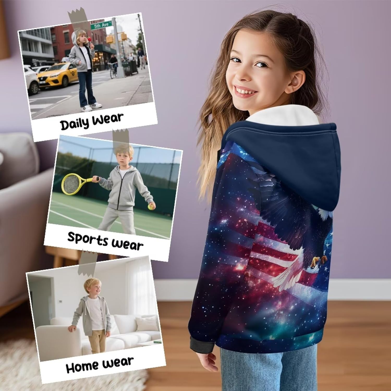 Kids Zip Up Hoodie Boys Girls Oversized Sweatshirt Lightweight Athletic Hoodies for 6-16Y - Image 5