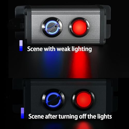 Miniatura 7 de Luz indicadora 0.866 in 78" impermeable metal rojo acero inoxidable 304 lámpara de señal 12V24V DCAC LED piloto tablero luz anillo grande rojo para