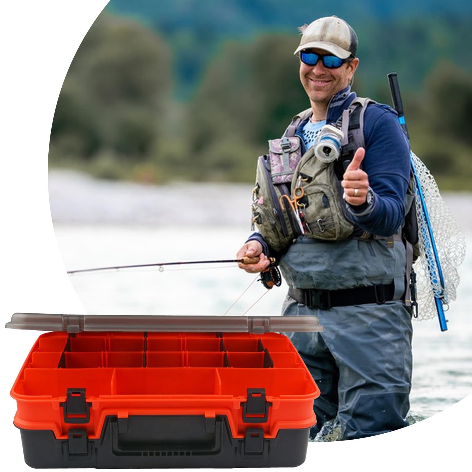 Genérico Scatola di Attrezzatura | Scatola di Esca di Sartiame di Pesce a 2 Strati Organizzatore per Tutto Il Trota Lago River Stream Pesce Gatto