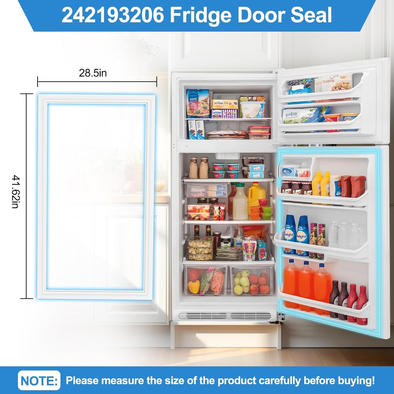 UPGRADED 242193206 Refrigerator Door Gasket Compatible with Frigidaire Door Gasket White, Refrigerator Door Seal For Kenmore Refrigerator Door Gasket FFTR1821TW0 FFTR1814TWG FFTR1831QP2 FFTR1814QW8B