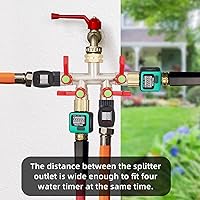 Vista 5 de Hose Splitter 4 Way, High Flow Garden Hose Splitter, 3/4” Ght Inlet Brass Heavy Duty Hose Converter, Full Flow water 4 Way Faucet hose splitter
