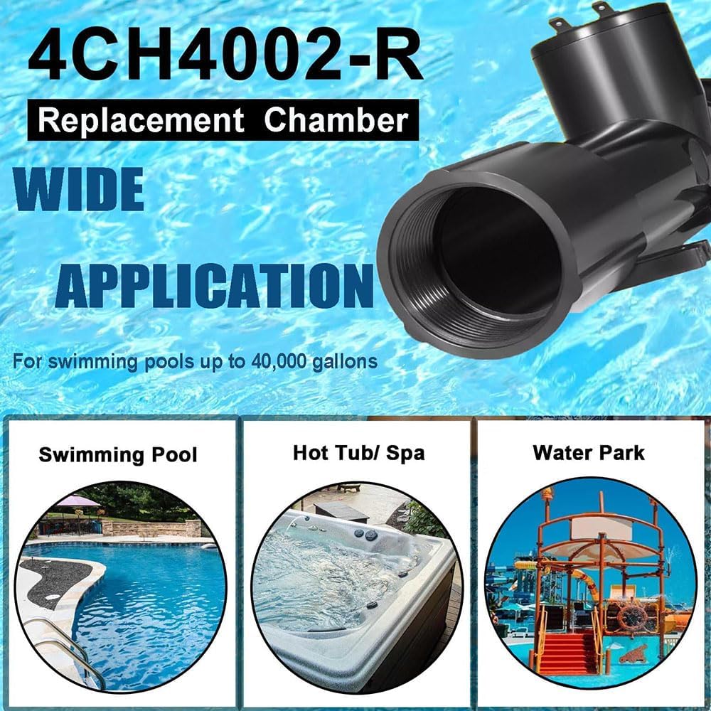 4CH4002-R Pool Cleaner Ionizer Chamber Replacement, Swimming Pool Ionizer Chamber Replace for Hybrid Pool Treatment System, for Above Ground, Hot Tub/Spa
