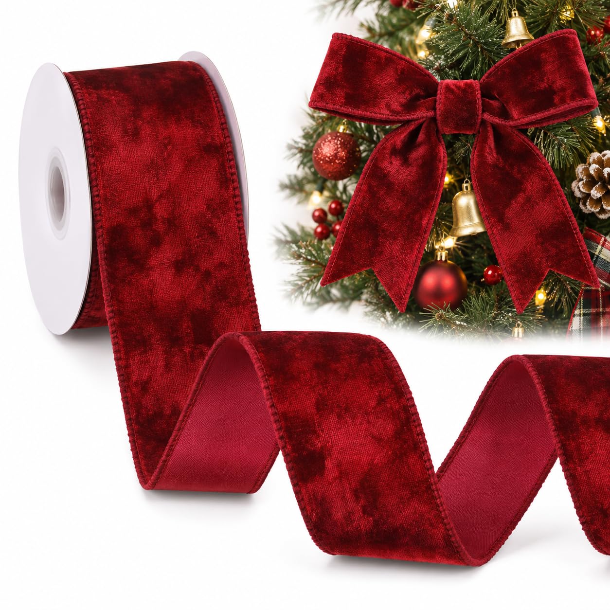 Amazon.com: GXTIZAS Red Velvet Wired Ribbon, 2.5 Inch x 5 Yards