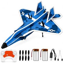 JOI MEW F-16 2CH RC Plane for Beginners, 2.4GHz Remote Control Airplane with LED Lights, 6-Axis Gyro, One-Key Takeoff, 2 Batteries, Crash-Resistant MPP Foam, Gift for Kids Ages 8-12