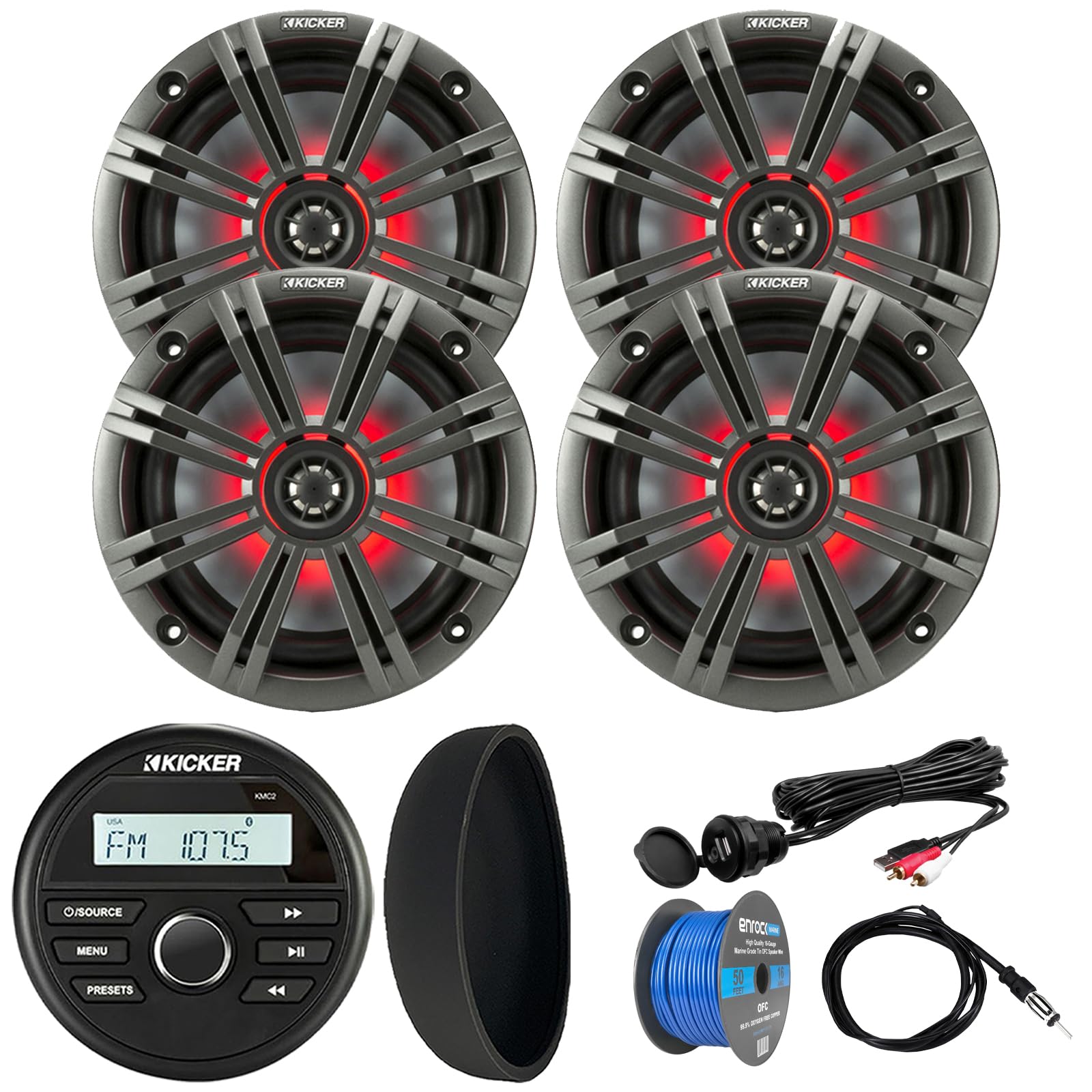 Amazon.com: KICKER 46KMC2 Marine Bluetooth All-Weather AM/FM USB