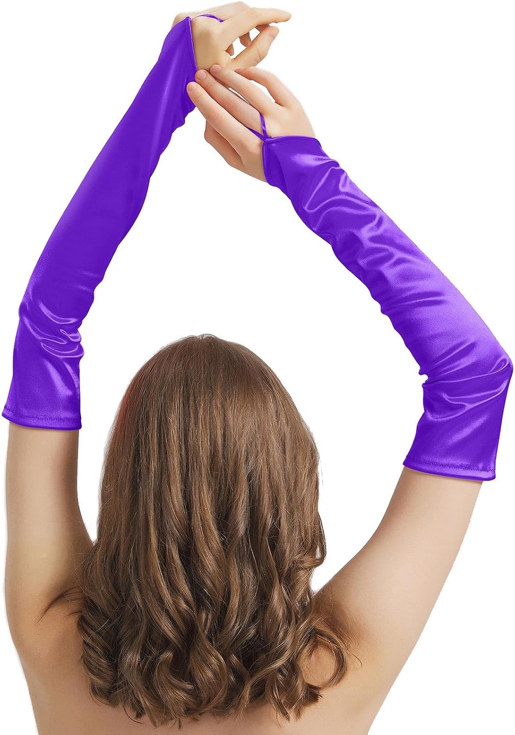 Fingerless Long Gloves Costume for Women Long Satin Gloves Fingerless Elbow Length Opera Halloween Cosplay 1920sParty