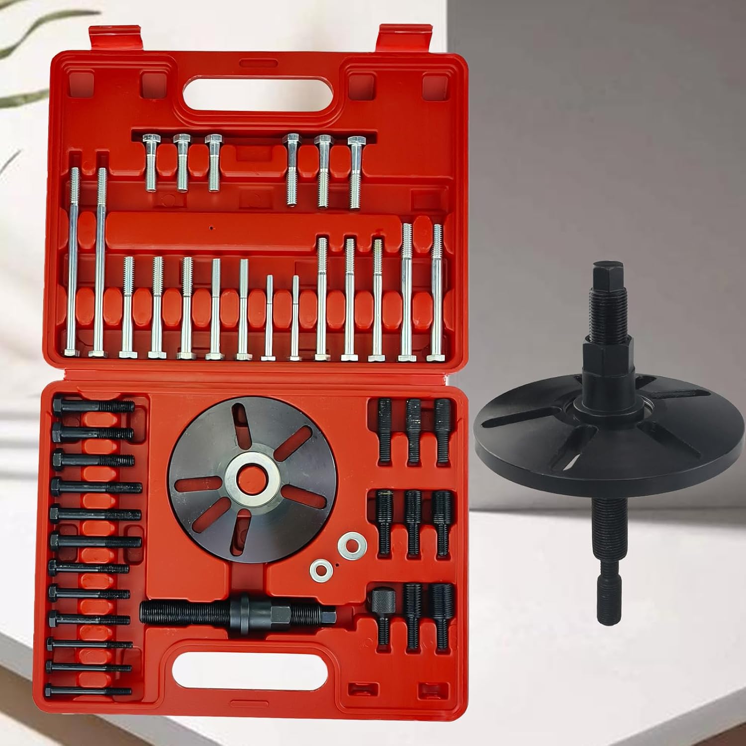 Heavy-Duty Harmonic Balancer Puller Tool Kit for Crankshaft Pulley, Steering Wheel Puller Set, Wheel Remover & Installation Tools for Auto Repair