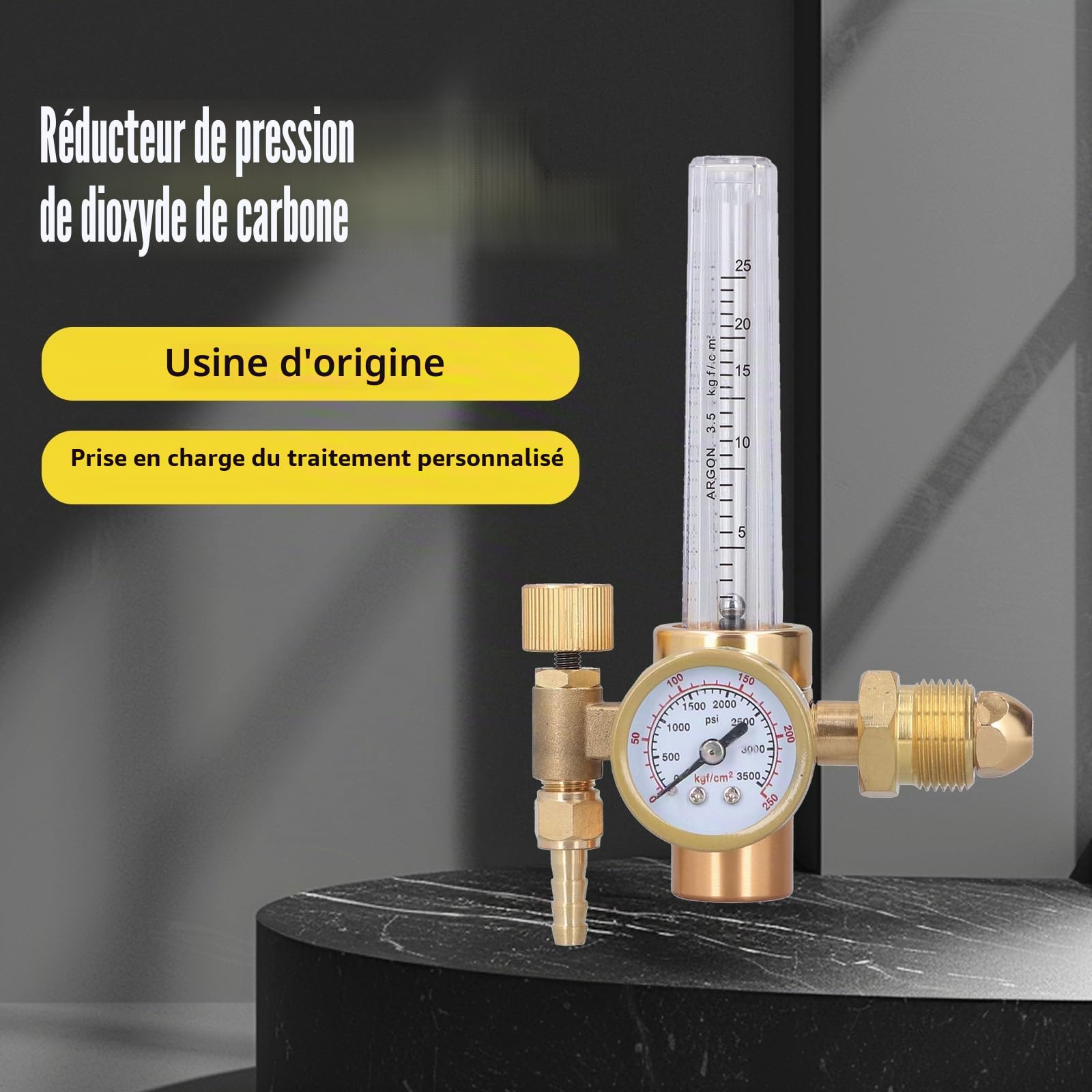 Argon CO2 Régulateur De Pression, Argon Détendeur Gaz Reducteur De Pression Argon Débitmètre Régulateur De Gaz Laiton Manomètre Régulateur De Pression D'argon Pour MIG TIG Soudage