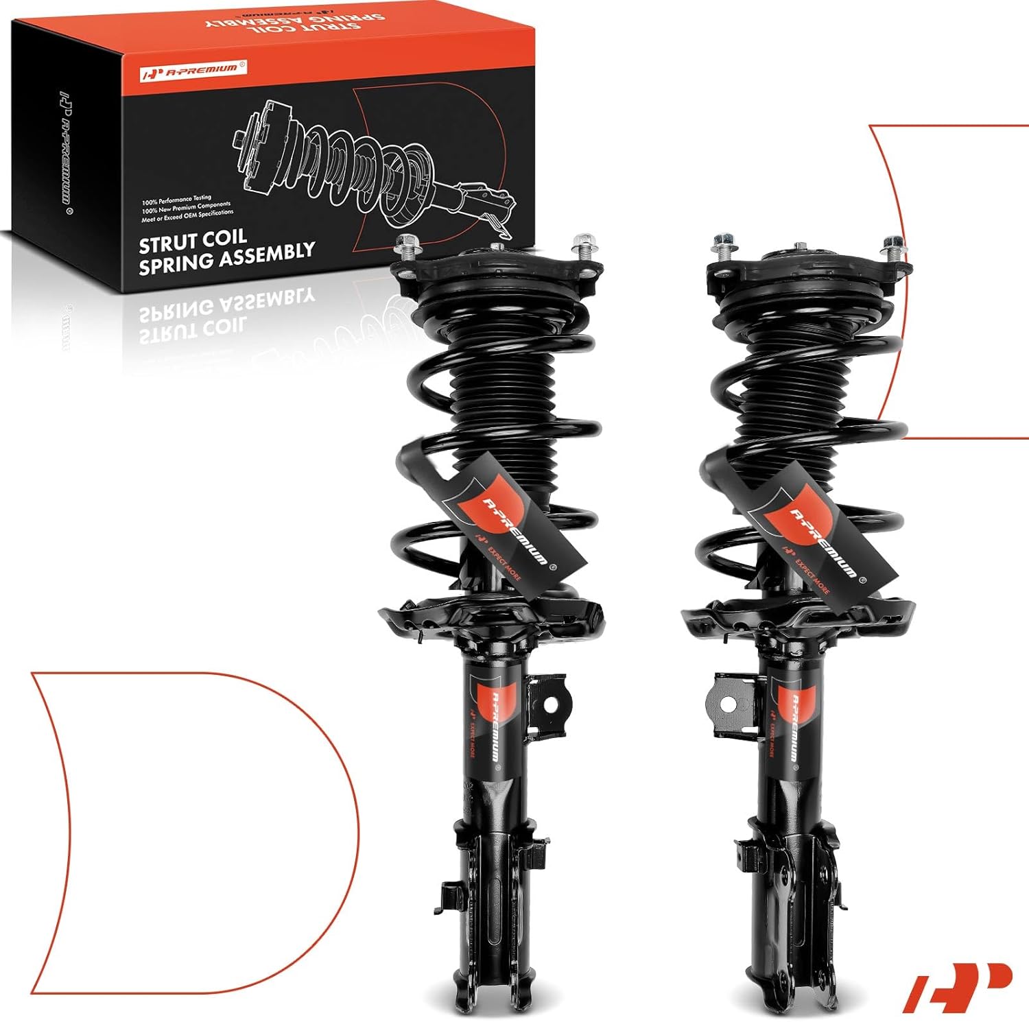 A-Premium Front Complete Struts Compatible with Hyundai Kona 2018-2023 - 2x Replacement Suspension Shock Absorber with Coil Spring Assembly