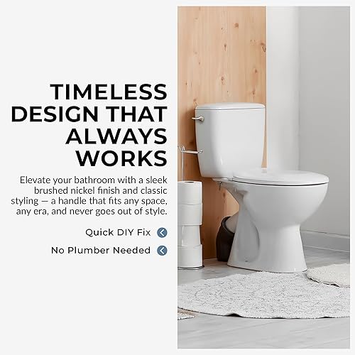 Miniatura 4 de Qualihome Reemplazo de la manija del inodoro (níquel cepillado, montaje lateral)