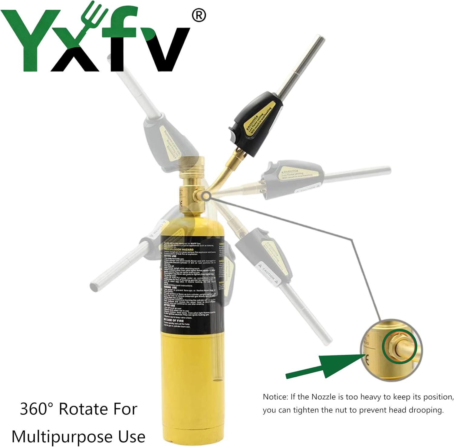 High-temperature flamethrower, Compatible with MAP-Pro/LP Gas, Self-Igniting Heavy Duty Heating flamethrower Kit with STK-R Regulator & Swivel Tips for HVAC, Plumbing, Brazing