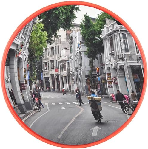 Youyijia Traffic Mirror 45cm 17.7" Convex Road Safety Mirror Unbreakable 130 Degree Wide Angle Blind Spot Mirror with Wall Bracket Convex Mirror for Road Safety Garage Driveway Home - 45*45CM