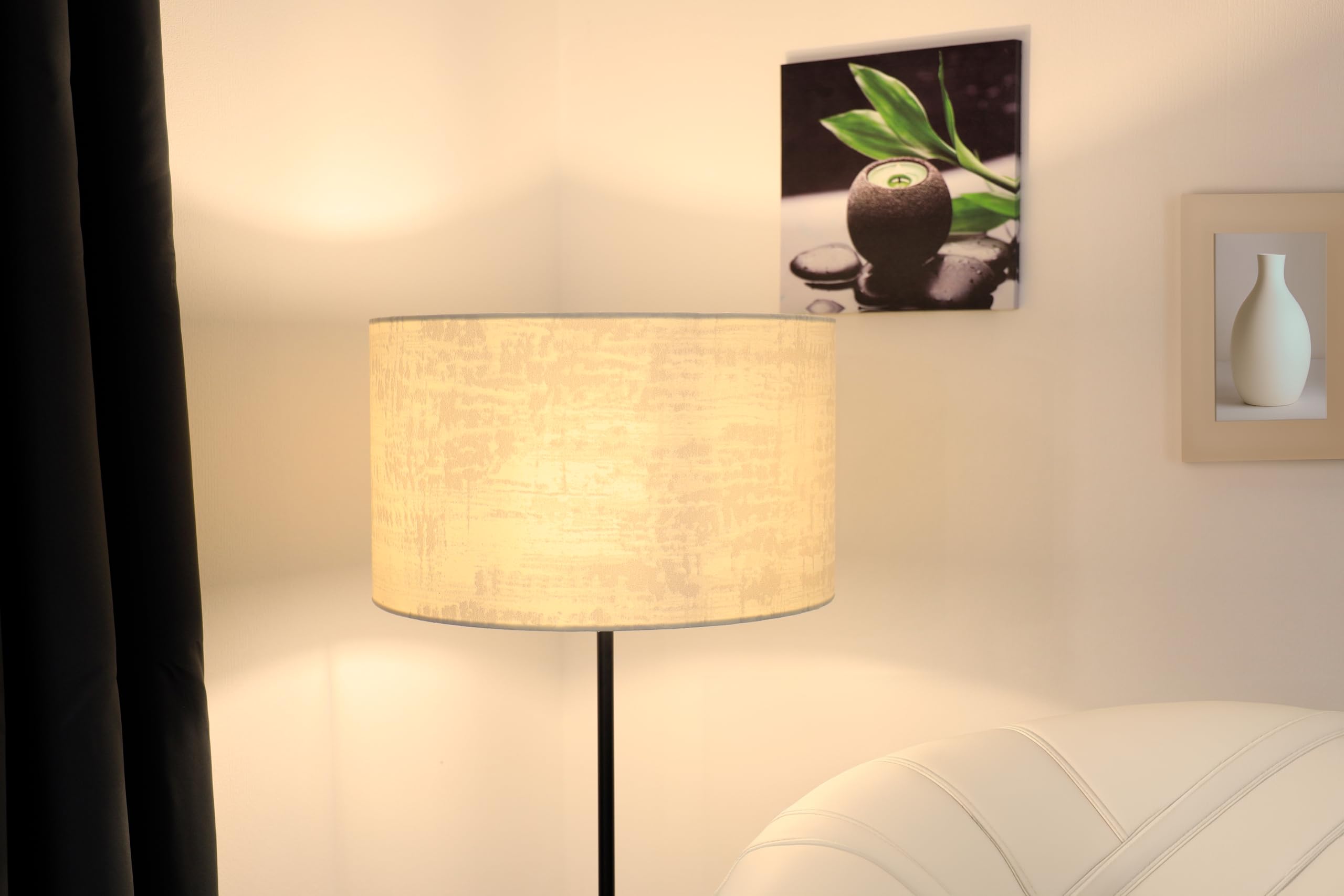 REV Paralume rotondo in stile vintage in cotone di alta qualità, diametro 42 cm, paralume di ricambio per lampada a sospensione e lampada da terra, attacco E27, bianco artico
