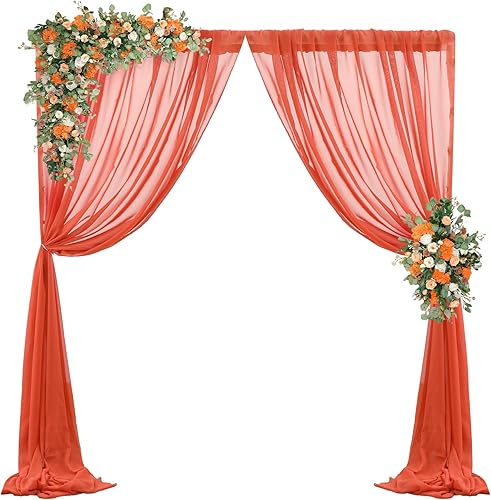 Cortina tipo telón de color naranja para fiestas, 10 x 7 pies, sin arrugas, tela de gasa transparente, para fotografía, boda, cumpleaños, baby shower