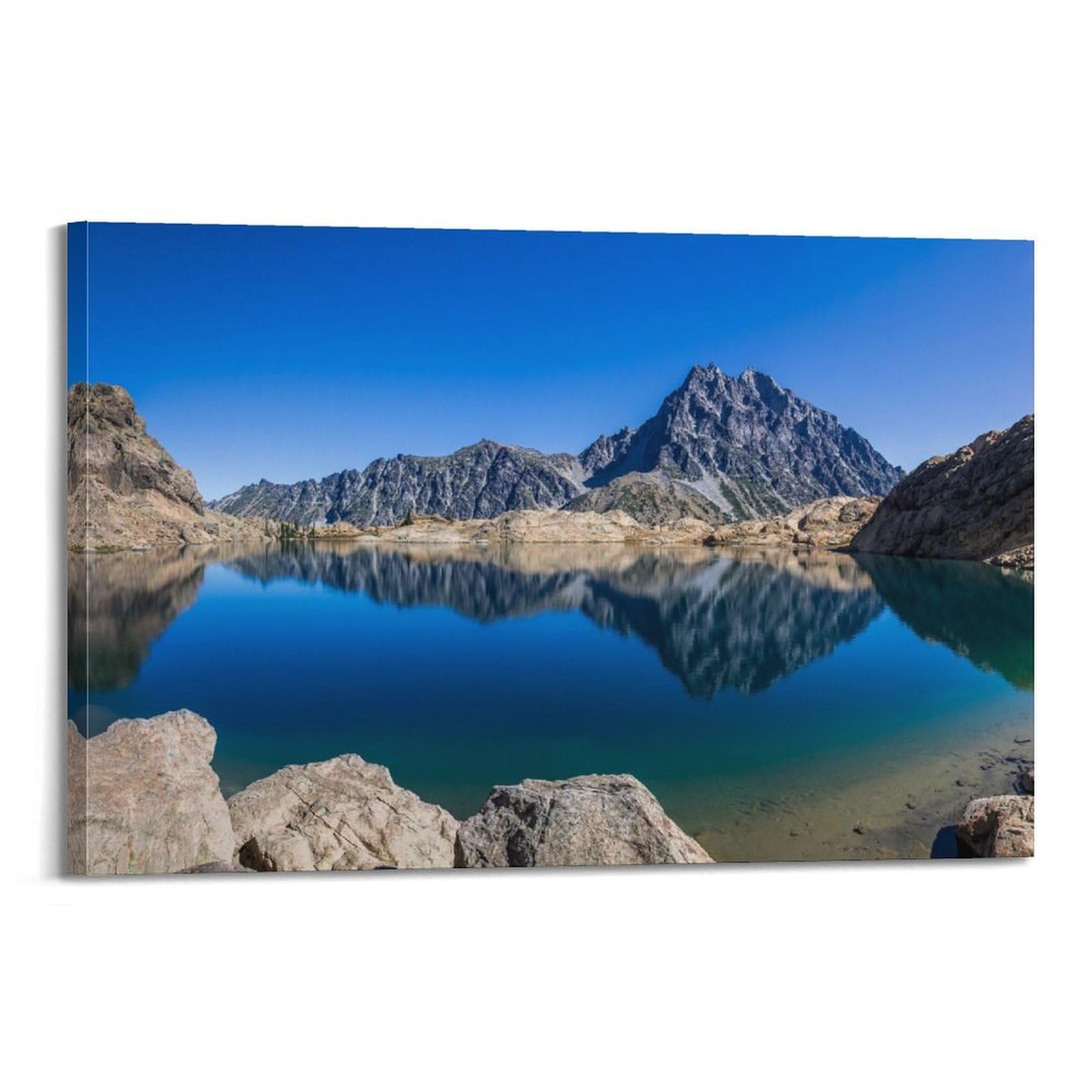 CXHJCA Mural Nature Poster Rocky Lake Water Reflection Poster Decorative Painting Canvas Wall Posters And Art Picture Print Modern Family Bedroom Decor Posters 24x36inch(60x90cm)