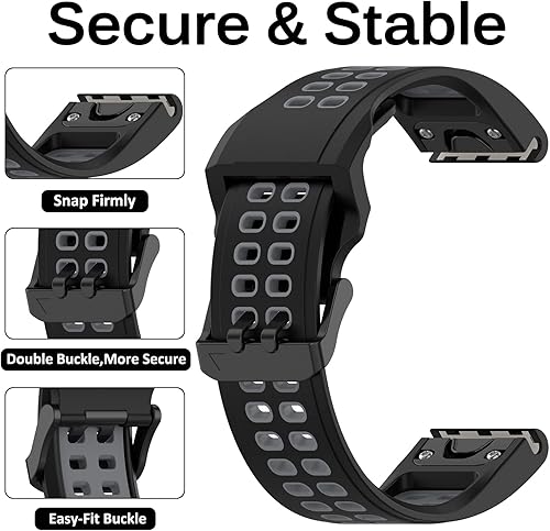 Miniatura 4 de Miimall Correa de repuesto compatible con Garmin Fenix 7, 0.866 pulgadas de ancho, de silicona suave, impermeable, para Garmin Fenix 77 Solar7