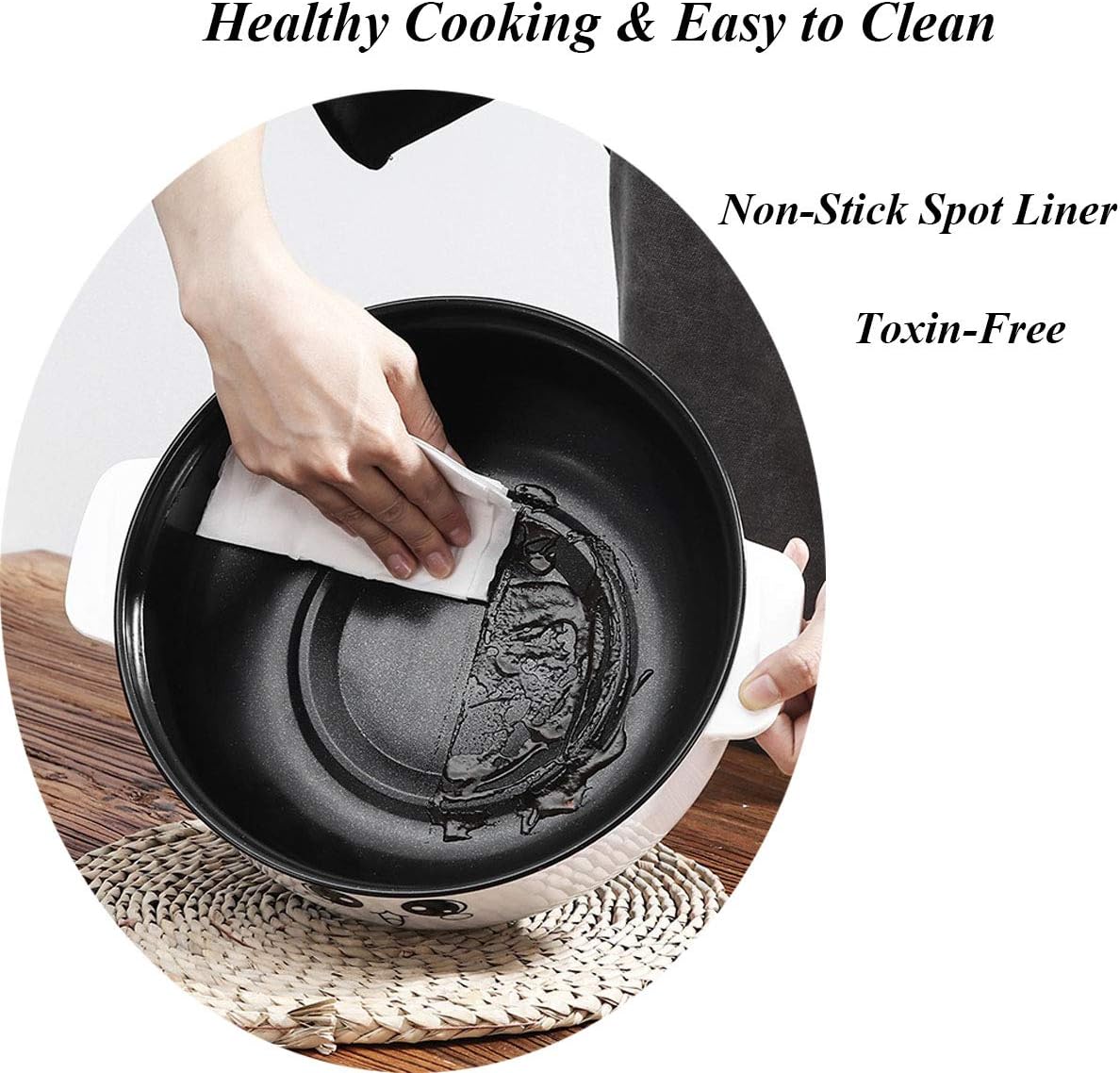 JIAN YA NA 110V Electric Skillet with Lid 4-in-1 Multifunction Non-Stick Stainless Steel Electric Hot Pot Noodles Rice Cooker Steamed Egg Soup Pot Mini Heating Pan Cooking Fried