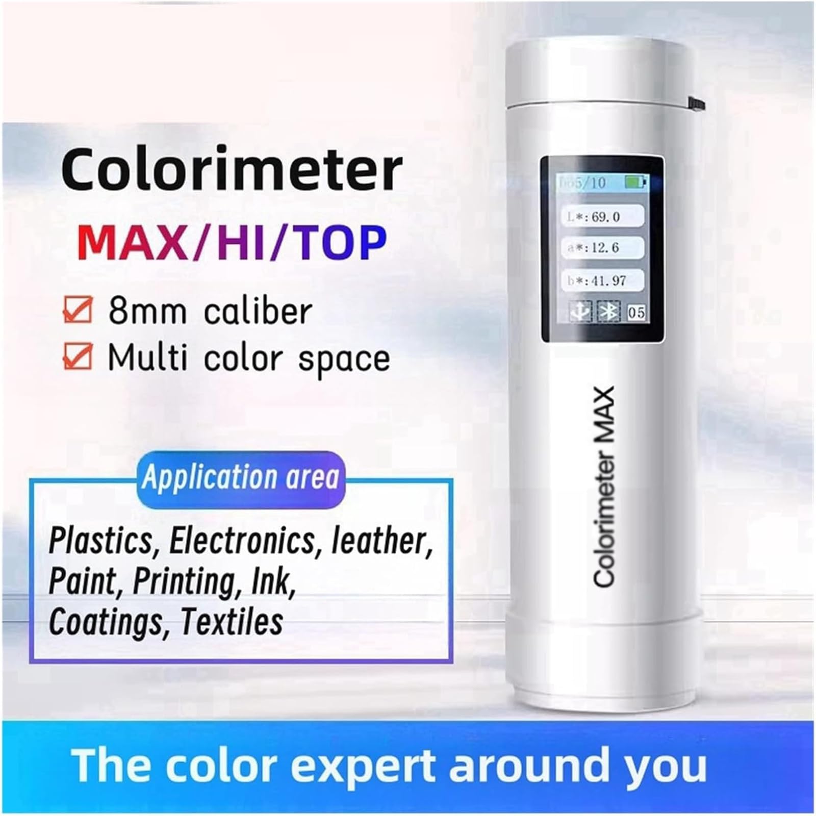 Espectrofotómetro portátil de mano, colorímetro digital para una medición precisa del color, ideal para aplicaciones textiles, pintura, plástico y películas