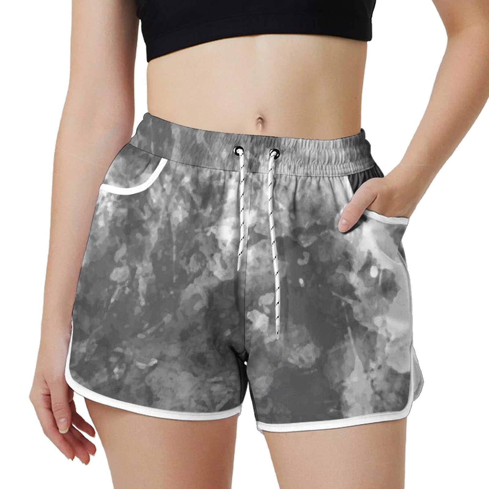 AYUNIX Women's Running Shorts with Pockets Quick Dry Performance Shorts for Women Tie Dye Athletic Workout Gym Shorts