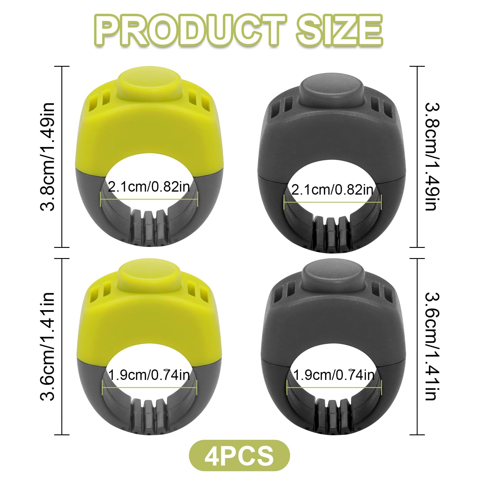 4X Clickers Chien et Chat (19mm/21mm) en Vert et Gris, Accessoire Pratique pour Dressage Chien et Chat, Clicker en Anneau pour Doigt pour Entraînement, Tours et Rappel