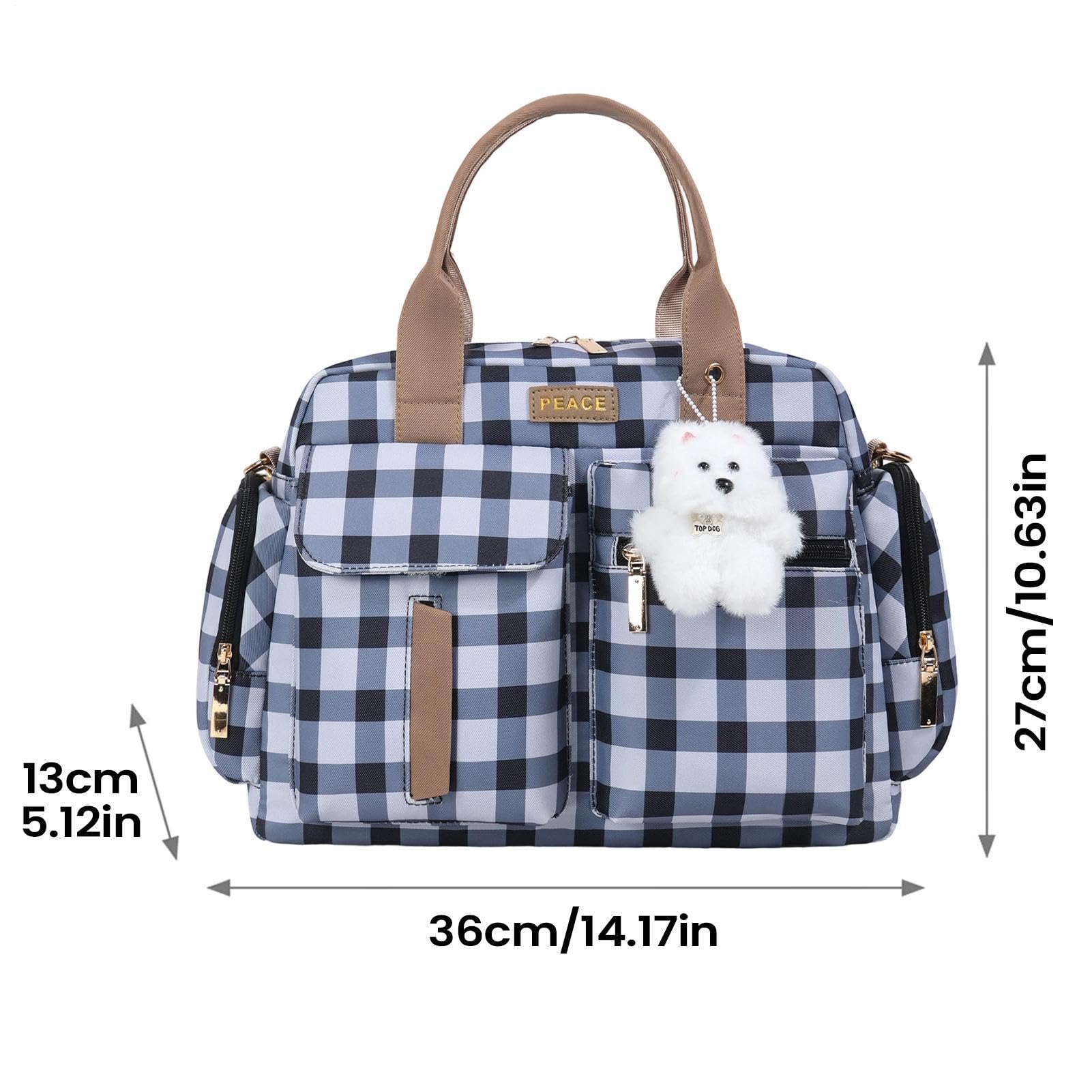 Torba Tote na Pieluchy Z Rączką Mała Stylowa Kraciasta Saszetka Ramienna