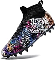 ZGWULZNGL Youth Soccer Cleats Boys Girls High-Top Football Shoes - Anti-Slip Rubber Sole, Ankle Support for Kids Training