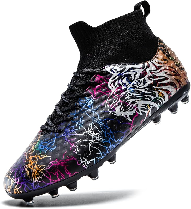 Kids Soccer Cleats Boys Youth Training Football Cleats Firm Ground | Toddler/Little Kid/Big Kid,Unisex Child Athletic Outdoor Girls High-Top Soccer Shoes