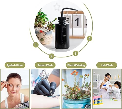 Miniatura 3 de Melphoe Botella de lavado de tatuajes, 3 piezas, 8.5 fl oz, botella de chorro para suculentas, enjuague de seguridad, pestañas de lavado de
