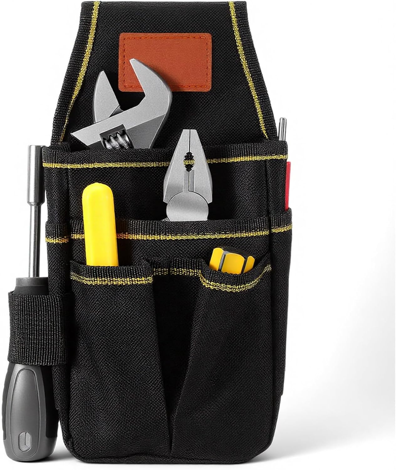 Clip on Tool Pouch,Black Belt Tool Pouch,Heavy-Duty Tools Pouches Organizer with Reinforced Compartments, Durable Side Pouches for Construction Technicians