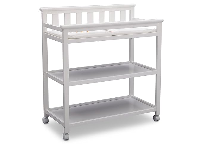 Delta Children Flat Top Changing Table with Wheels and Changing Pad