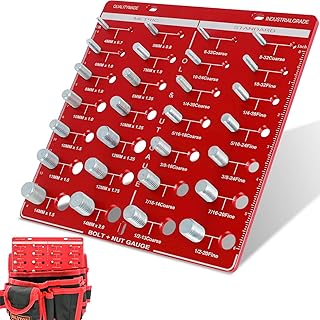 Txkrhwa Thread Checker, Nut and Bolt Thread Checker Set, Aluminum Alloy 28 Bolt and Nut Identifier Gauge Inch and Metric Size, Precise Screw Size and Thread Gauge Measuring Tool for Nuts Bolts Gauge