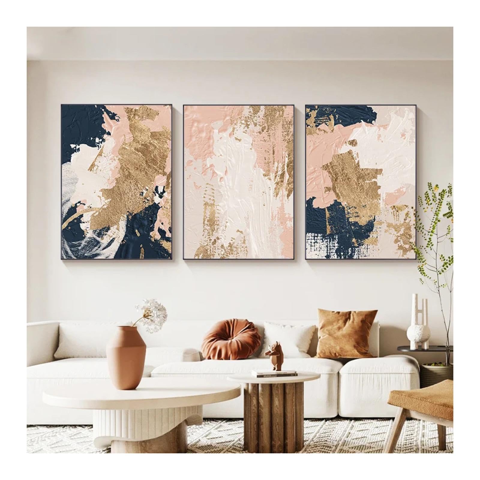 Toile impression photo affiche abstrait bleu rose or art mural - 8
