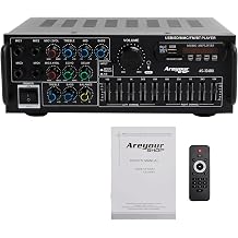 2000W Peak 2.0-Channel Stereo Audio HiFi Power Amplifier for Home Theater, Car Audio, Karaoke, Party, Outdoor Camping with Multiple Input Modes EQ Mixer, 4 Mic Input, Remote Control