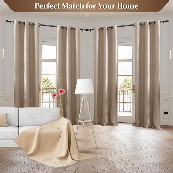 Heavy Duty 1 Inch Corner Curtain Rods Set 30-76 Inch Curtain Rod for Windows L Shaped Curtain Rods Window Curtain Rods Set (Black)