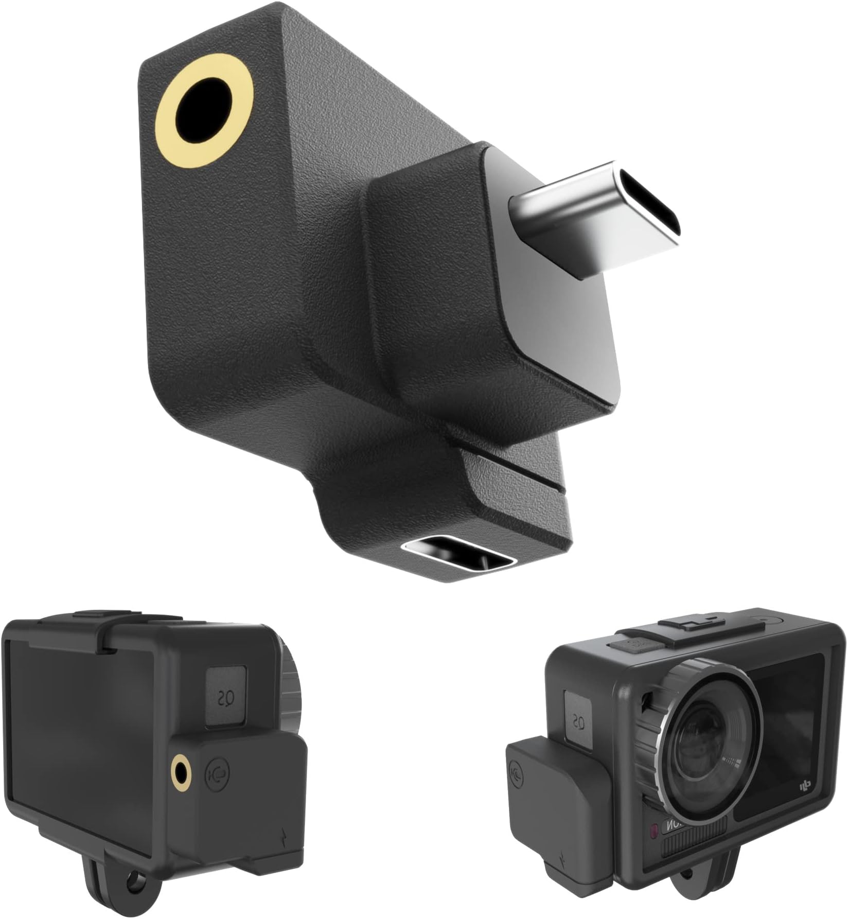 CYNOVA Osmo Action Dual 3.5mm/USB-C Mic Adapter- Made for DJI Osmo Action with Authorization, Osmo Action Accessories