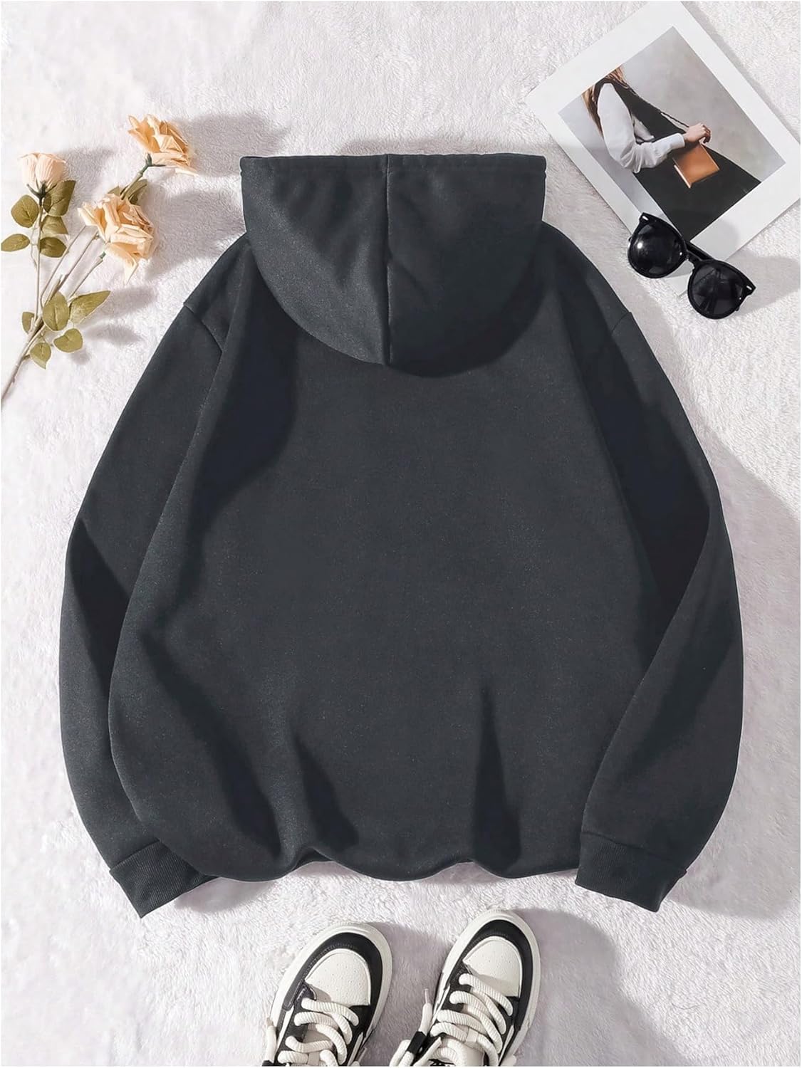 SOLY HUX Women's Plus Size Sweatshirt Letter Graphic Hoodies Drawstring Drop Shoulder Long Sleeve Pullover Tops - Image 2